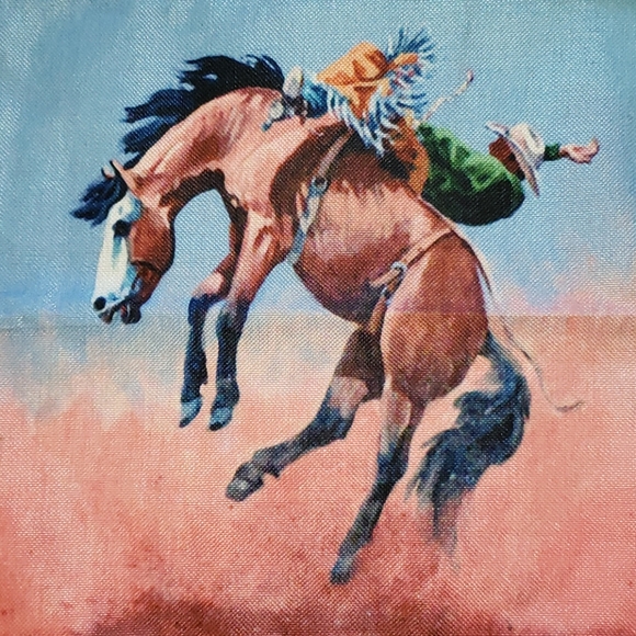 Cowboy Pillow Cover. Horse Pillow. Bronc Rider - Picture 10 of 10